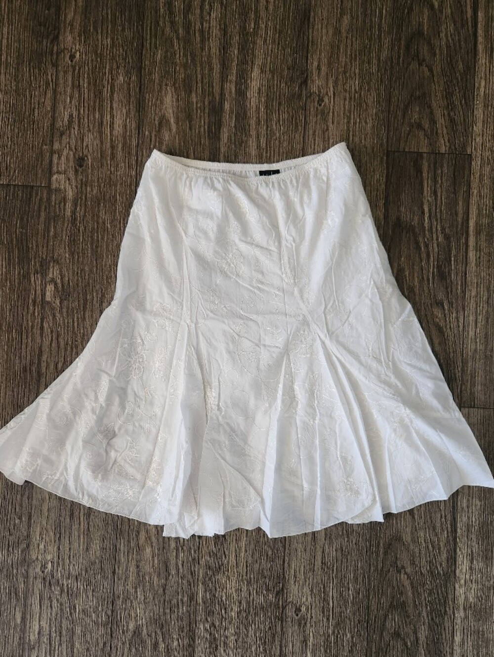 JKLA California Y2K Eyelet Embroidered Cotton Boho A-Line Skirt